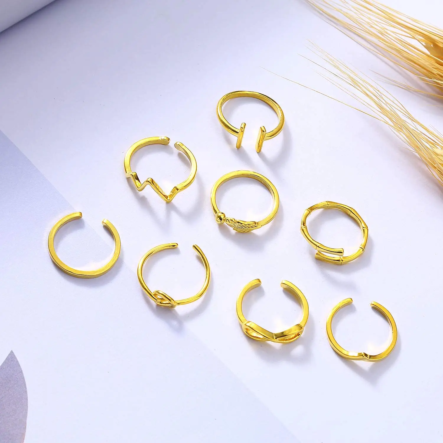 Открытые Регулируемые кольца для женщин изящные укладываемые с узлом и волной