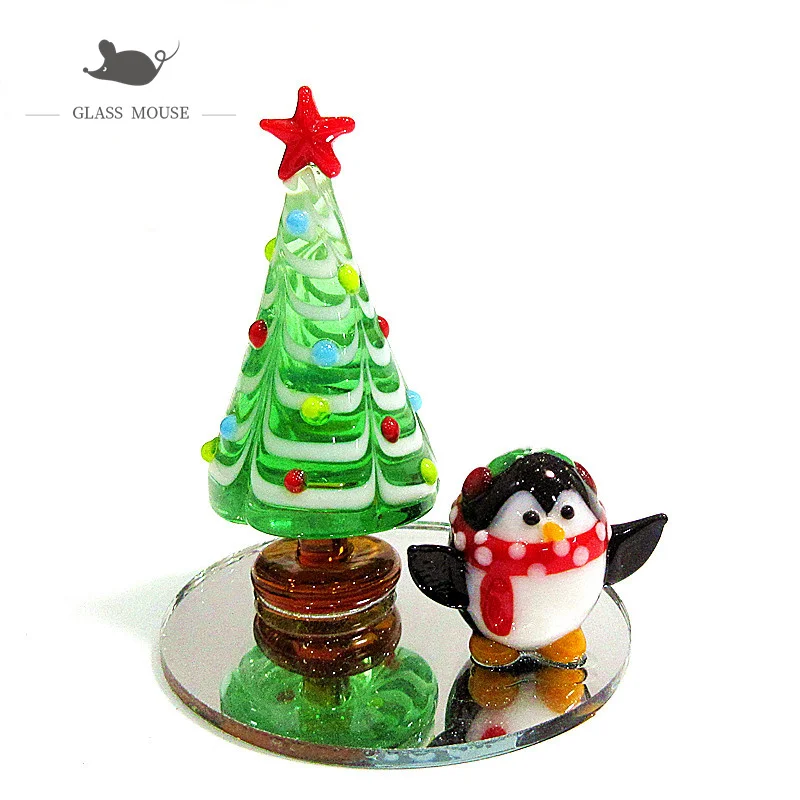 

Изящная стеклянная фигурка пингвина гнома ручной работы, Рождественская елка, орнамент, подарки для детей, Рождественский Домашний Настоль...
