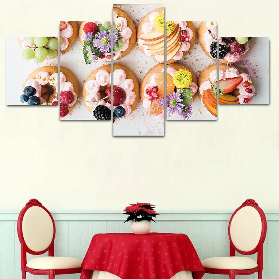 5 шт. плакаты с фруктами и десертами принты вкусная еда модульная Картина на