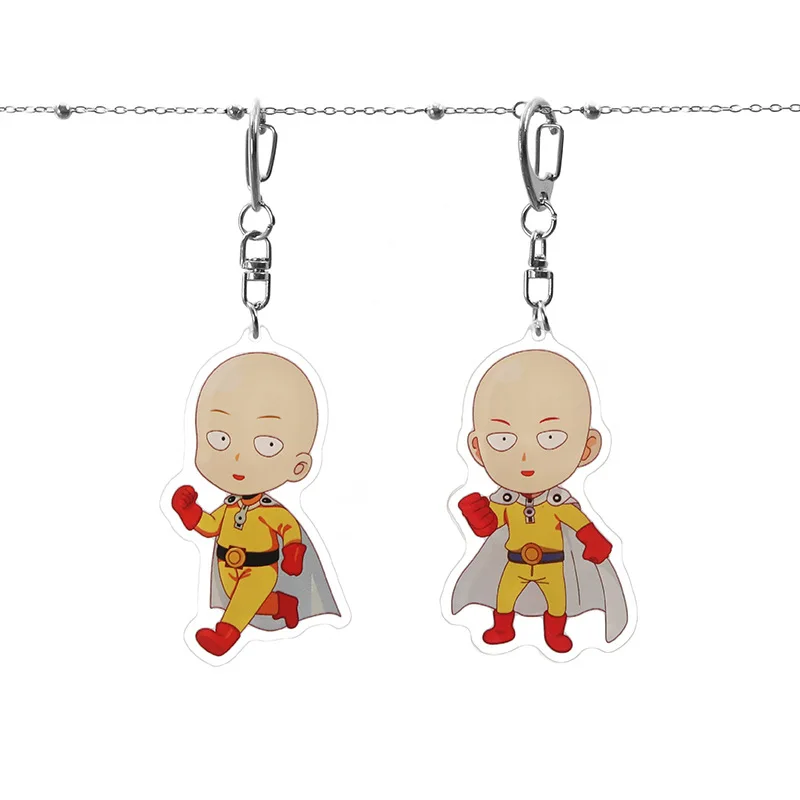Аниме One Punch Man брелок Сайтама милый забавный мультфильм акриловое кольцо для ключей модная новинка Персонализированная подвеска ювелирное изделие подарок брелок