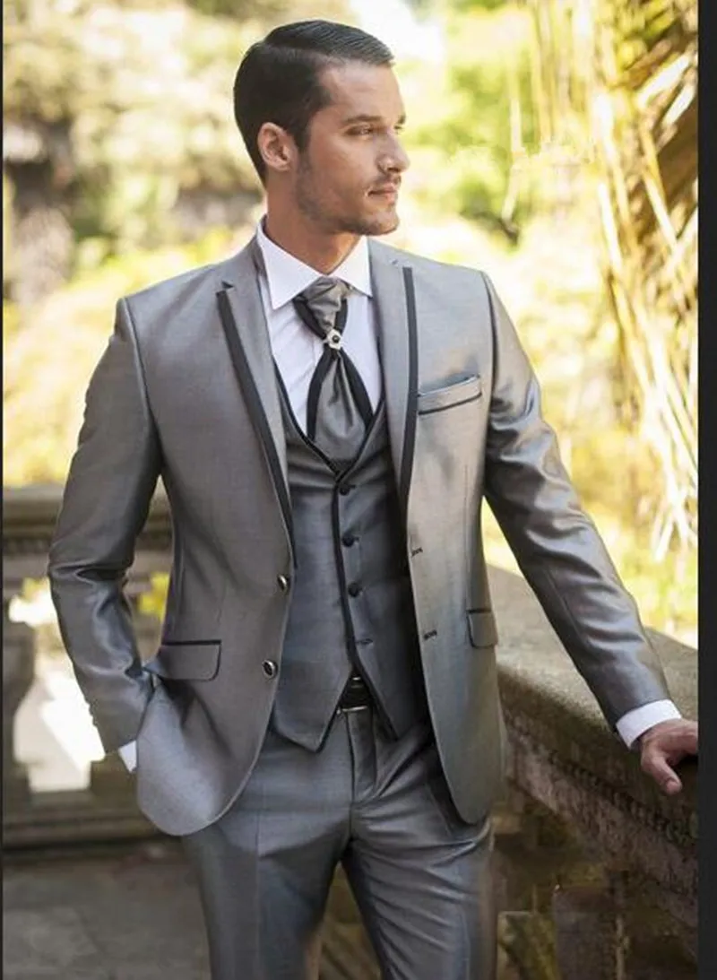 

Handsome Two Buttons Groomsmen Notch Lapel Groom Tuxedos Men Suits Wedding/Prom/Dinner Best Blazer(Jacket+Pants+Vest+Tie) 176