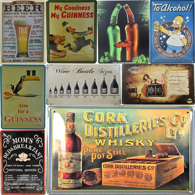 

Drink Metal Tin Sign Beer Alcohol Art Poster Shabby Plaque Iron Poster Pub Wall Stickers