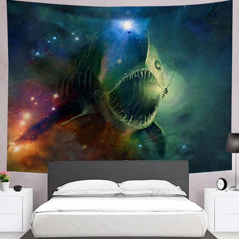 Злый Дракон гобелен настенный Декор для спальни Акула печать одеяло фон | Дом и