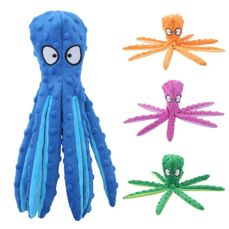 

2021 Pet Dog Plush Toy Squeaker Chew Animal Toy Octopus Skin Shell Octopu Bite Resistant Plush Toy Pet Dog Resistant Squeak Toys