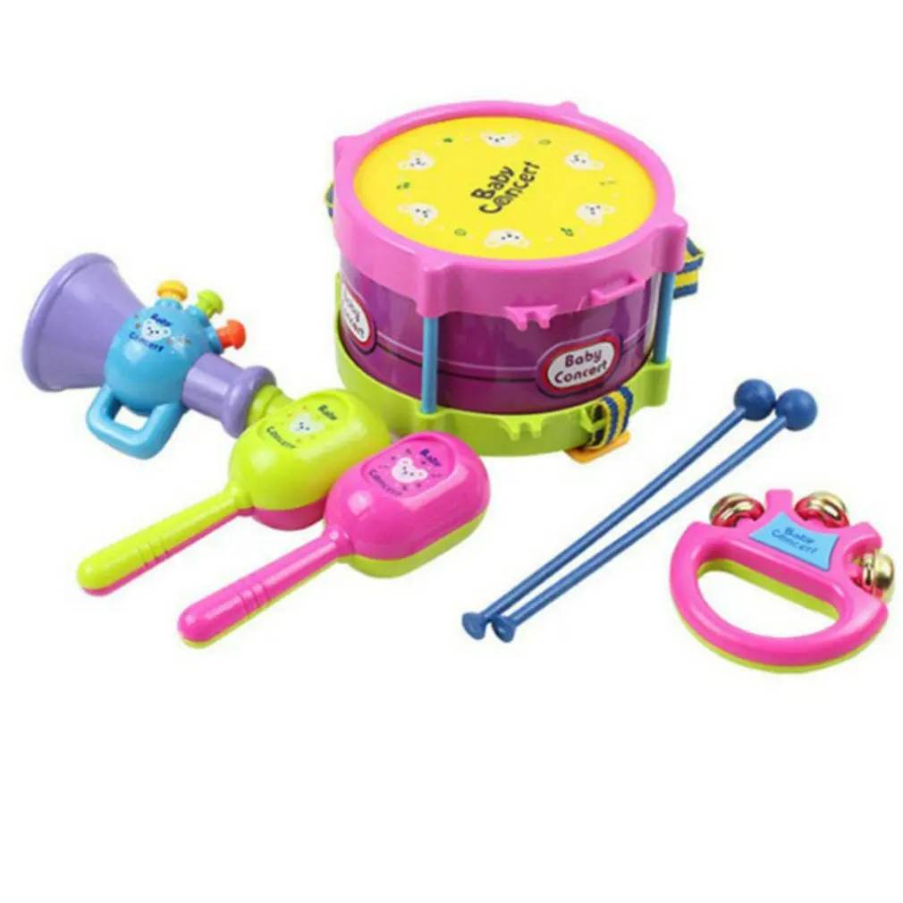 

Musical Toys Kids Infant Roll Drum Shakers Instruments 5PCS Musical Instruments Band Kit Educational Music & Sound Toys