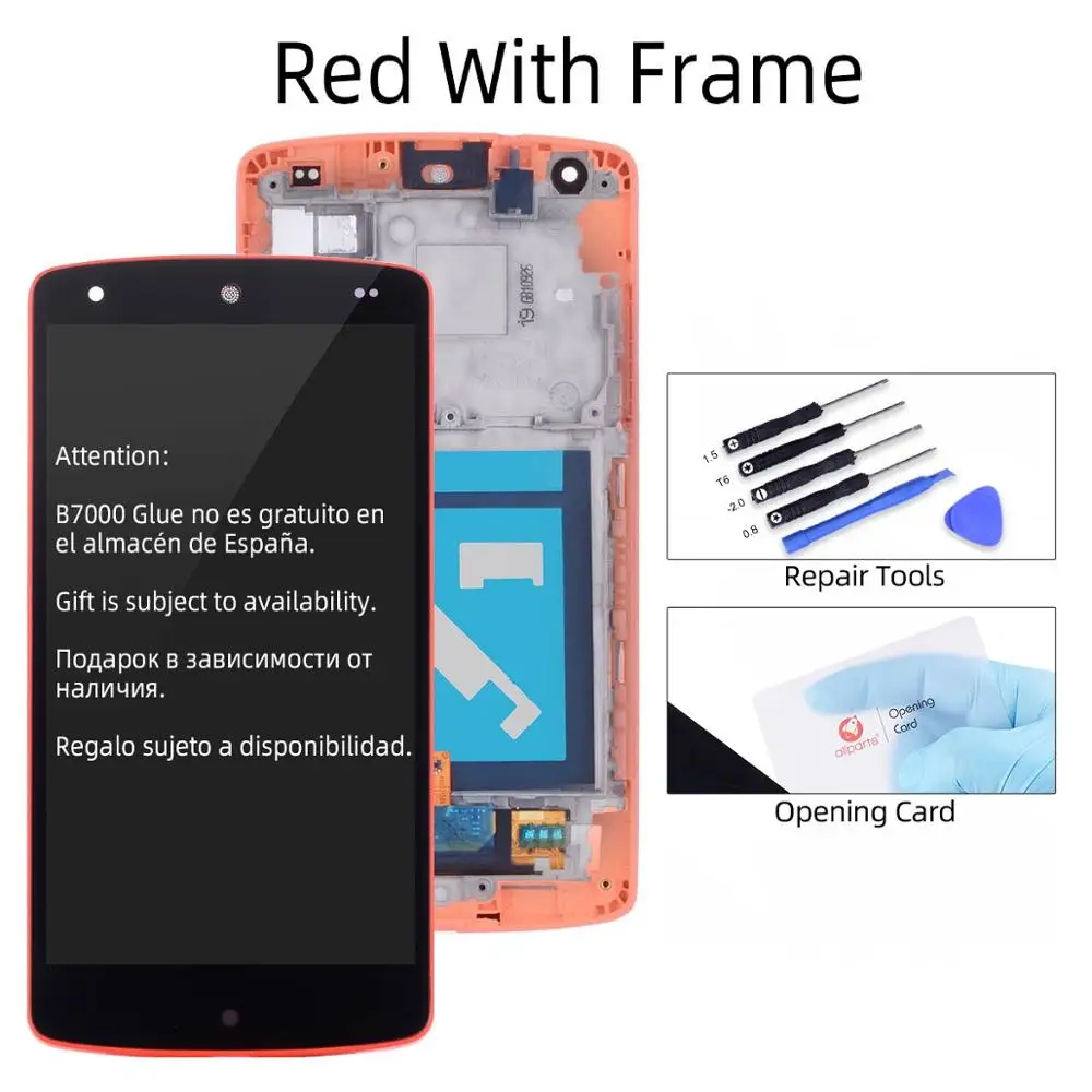Red with Frame Дисплей для LG Nexus 5 D820 D821 LCD в сборе с тачскрином на рамке матовый черный Ярко черный черный красный - Цвет: Red with Frame