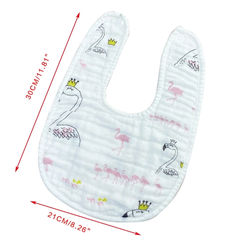 

Cartoon Printed U-shaped Back Buckle Baby Bibs 8-Layer Cotton Gauze Saliva Towel Infants Feeding Burp Cloth Scarf H055