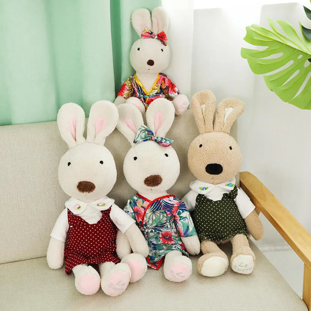 

Children Plush Stuffed Toy Birthday Gift Girl Spring Floral Cheongsam Rabbit