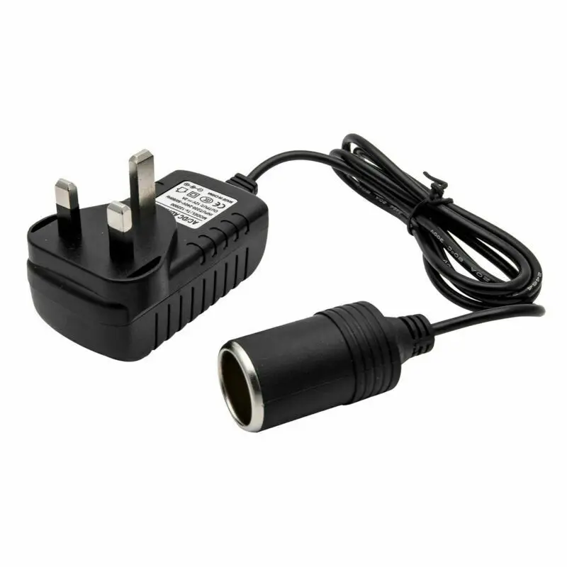 

2A 240V Cigarette Lighter Socket UK 3-pins Plug To 12V DC Charger Power Adapter Car Cigarette Lighter Black