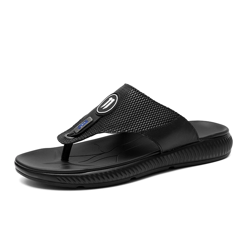 Мужские шлепанцы из натуральной кожи Летние Повседневные тапочки мужские