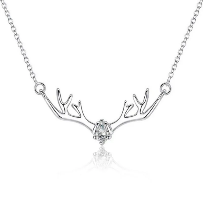 

Elk Antlers Necklace Female Clavicle Chain Set Chain Korean Version of Simple Student Personality with Jewelry Christmas Gift
