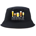 Панама МужскаяЖенская хлопковая с забавным принтом, двухсторонняя шапка-ведро с забавным пивом, однотонная цветная, лето