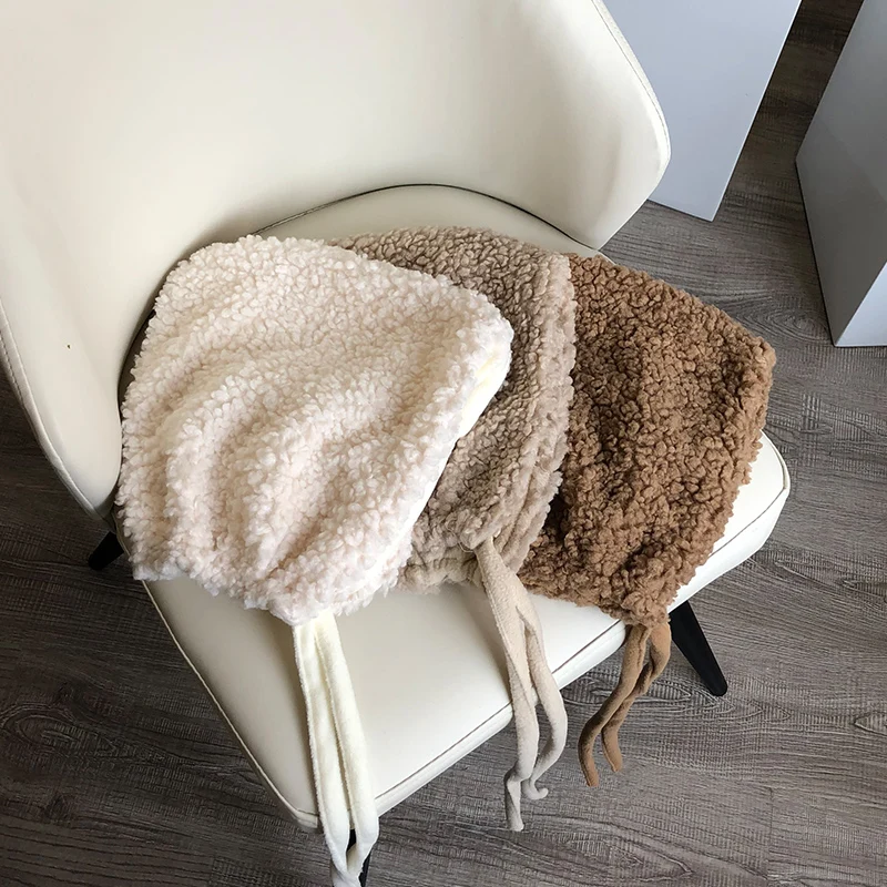 Кашемировые наушники из ягненка женская шапка на осень и зиму Корейская плюс