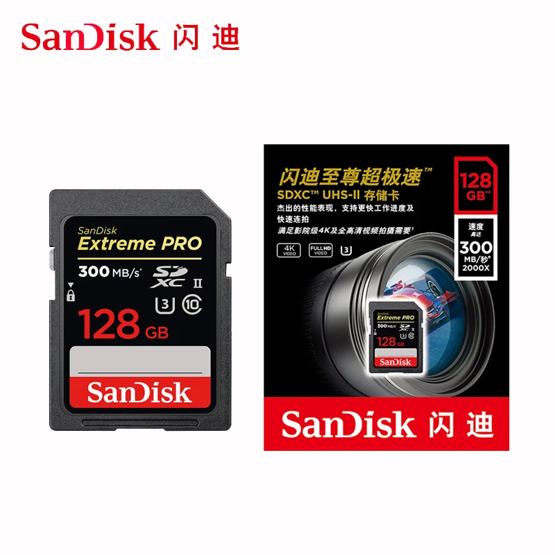 Карта памяти SanDisk Extreme Pro 32 ГБ 128 64 300 м U3 4 K класс 10 флеш карта SD SDXC SDHC|Карты памяти| |