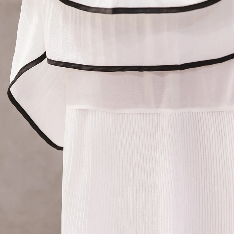 Женская длинная юбка с высокой эластичной талией однотонная Свободная шифоновая