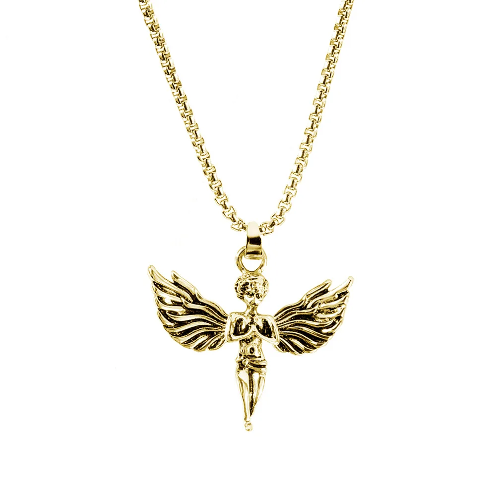 

VG 6YM Hip Hop Men Women Angel Wings Pendant Necklaces Cute Cupid Angel Pendant Necklace Fashion Female Jewelry Accessories 2020