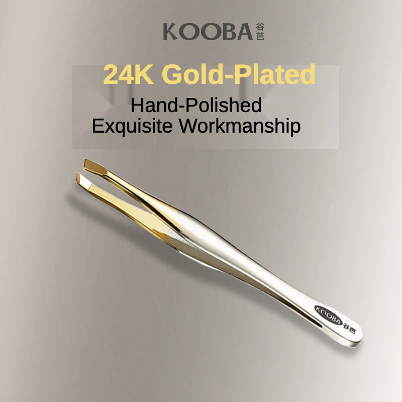 

KOOBA Hair Removal Tweezers Stainless Steel Eyebrow Tweezers 24K Gold Plated Fine Hairs Puller Makeup Beauty Tool Cosmetic