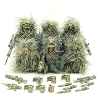 6pcs military ghillie suit boat camouflage soldier army ww2 swat diy building blocks figures educational toys gift for boys sets