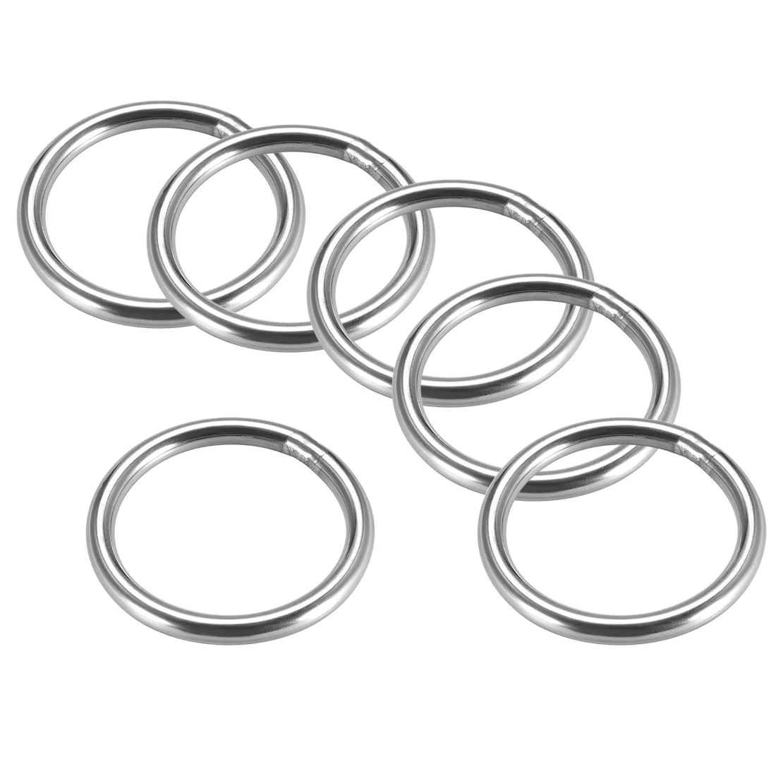 

uxcell Welded O Ring, 50 x 5mm Strapping Round Rings Stainless Steel 6pcs
