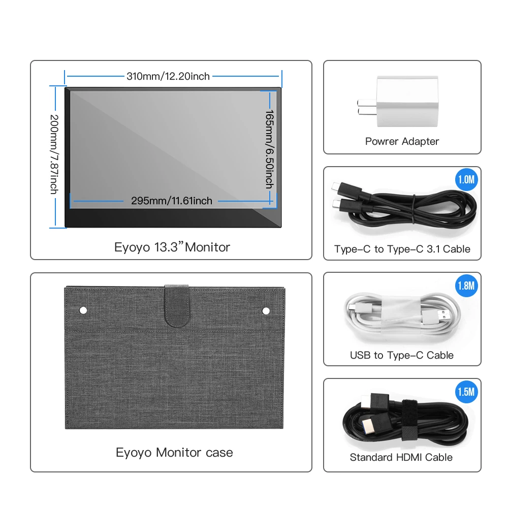 Eyoyo EM13L портативный монитор с сенсорным экраном 1080P FHD IPS 13 3 дюймов USB Type C ЖК дисплей