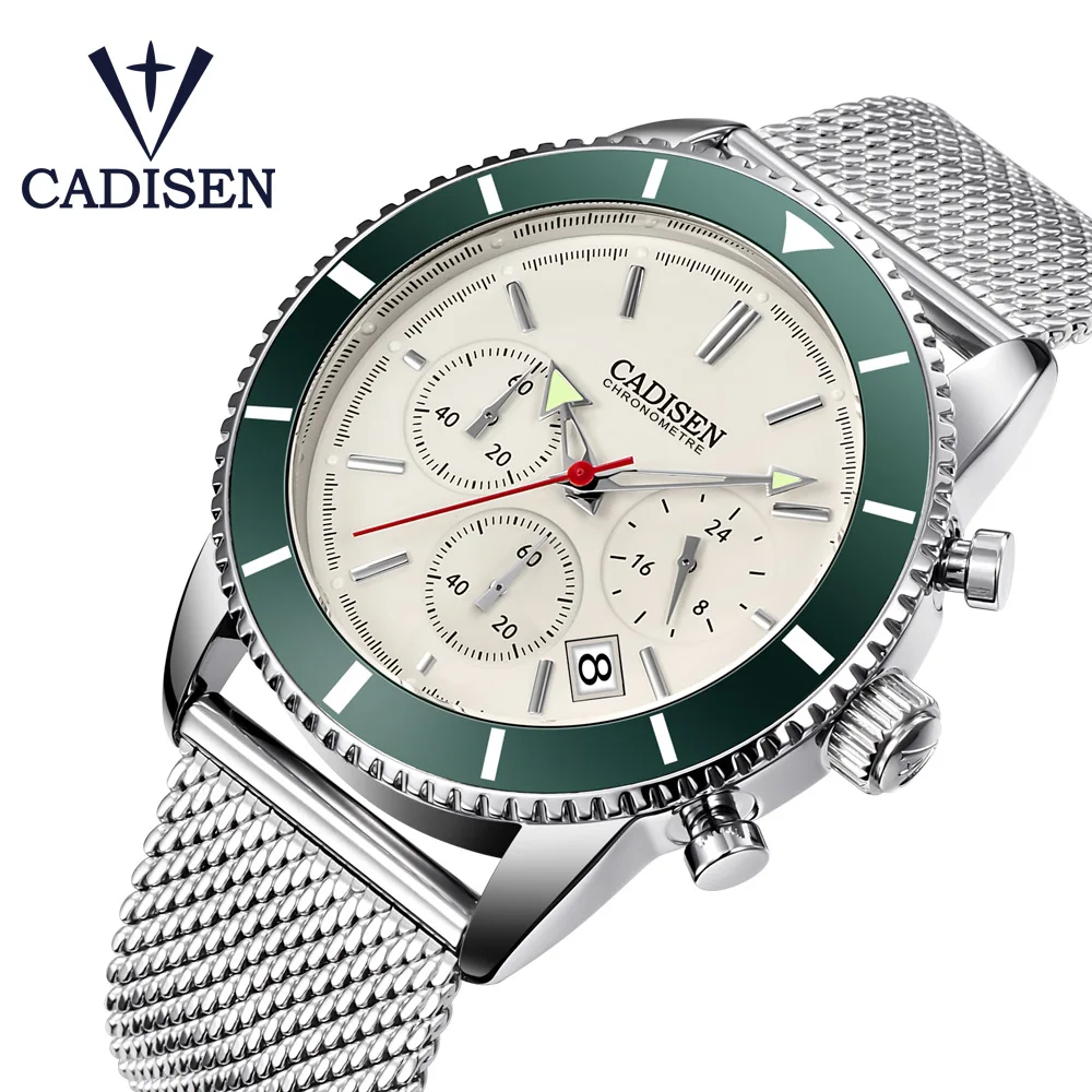 Мужские часы CADISEN бизнес мода Топ бренд роскошные спортивные кварцевые