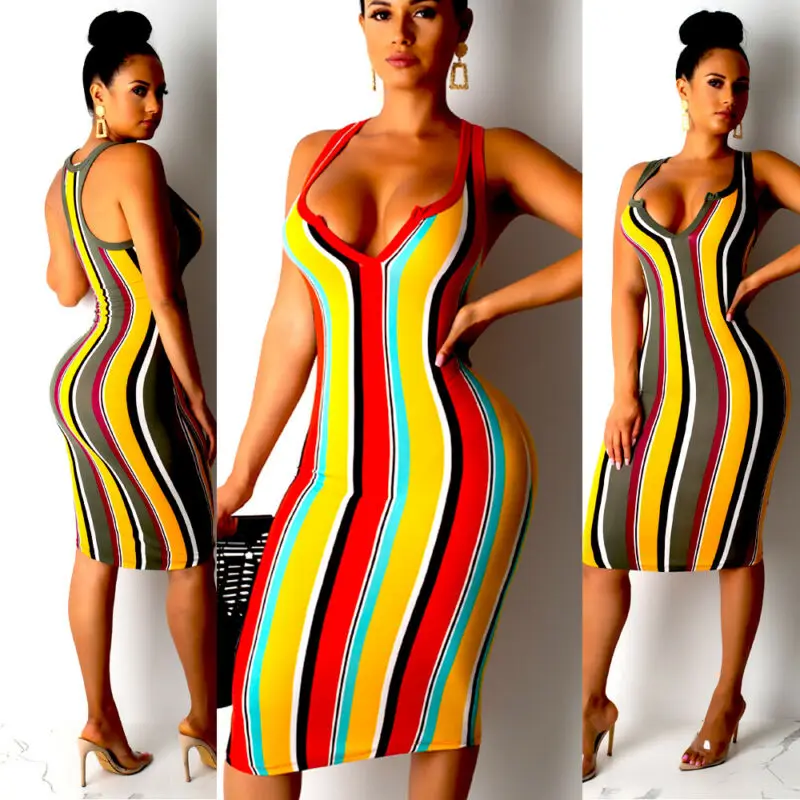 Женское мини платье без рукавов облегающее эластичное летнее Повседневное на