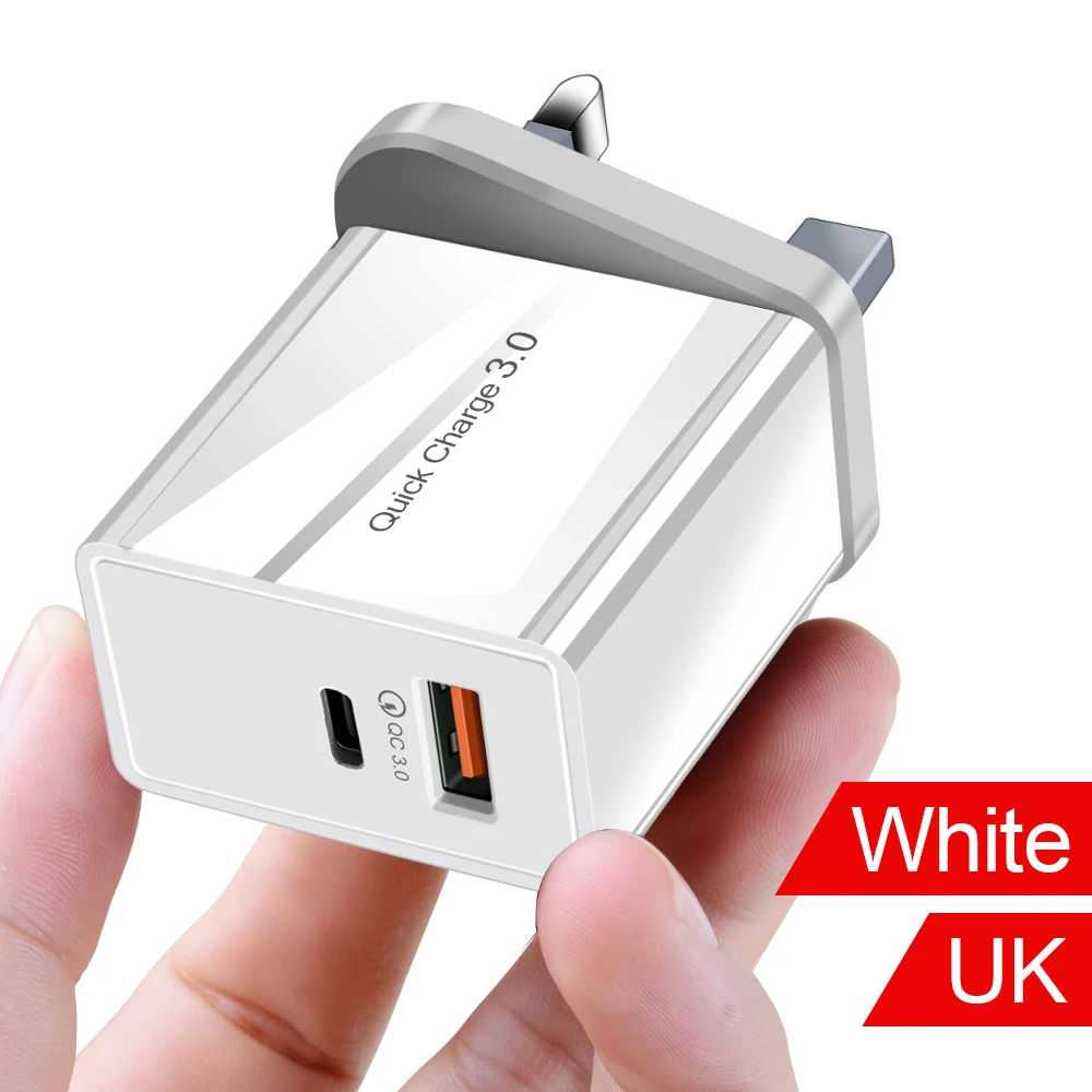 Udyr Quick Charge 4,0 3,0 36 Вт USB зарядное устройство Тип C QC 4,0 3,0 зарядное устройство для samsung S10 plus PD 3,0 быстрое зарядное устройство для iPhone 11 Pro - Тип штекера: UK White