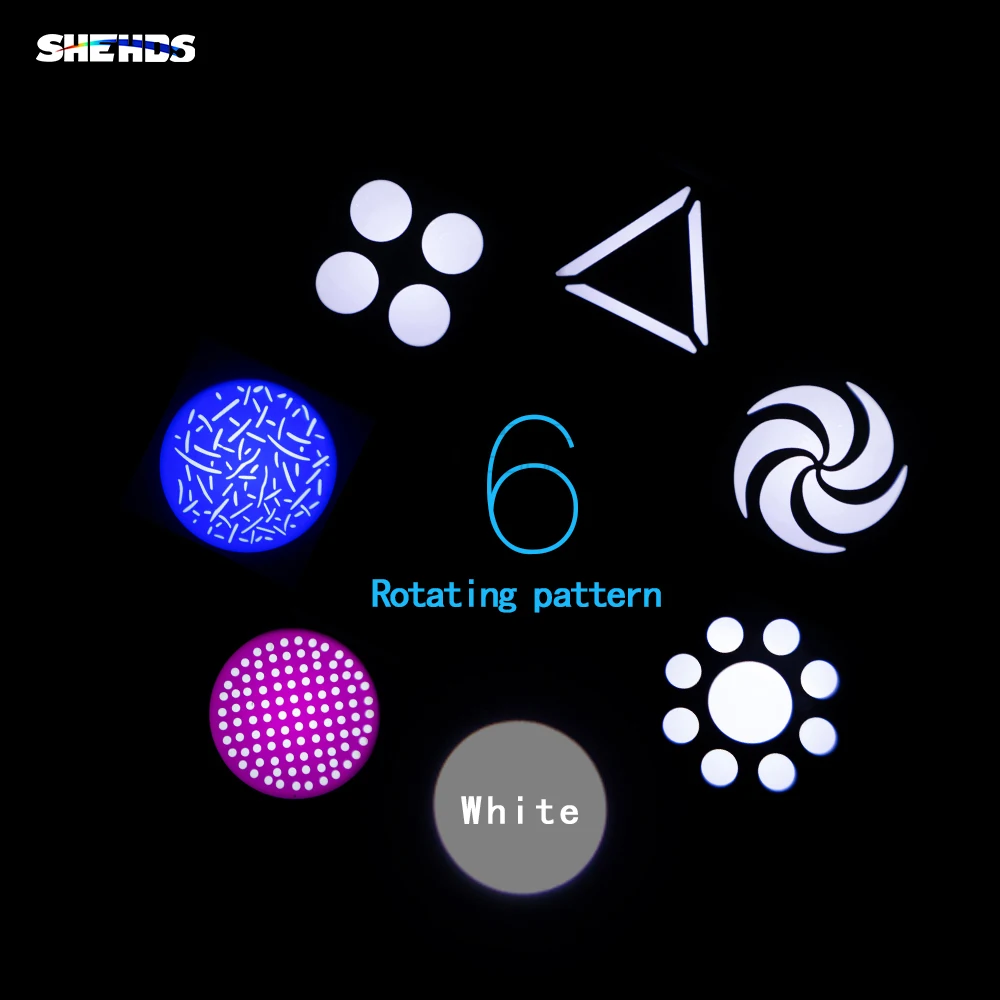 Дешево Светодиодный прожектор с движущейся головкой Gobo 100 Вт, 6-лицевая призма с кругом DMX512, освесветильник для диджея, сценического эффекта, вечери...