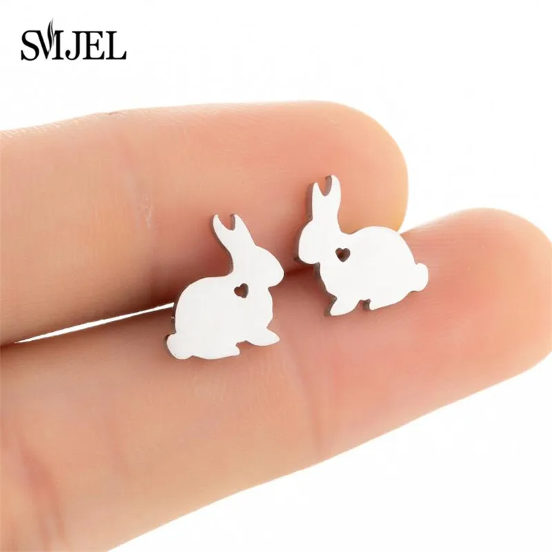 

Женские серьги-кролики SMJEL из нержавеющей стали, ювелирные изделия для ушей, милые серьги-кролики с животными, подарок на день рождения, опто...