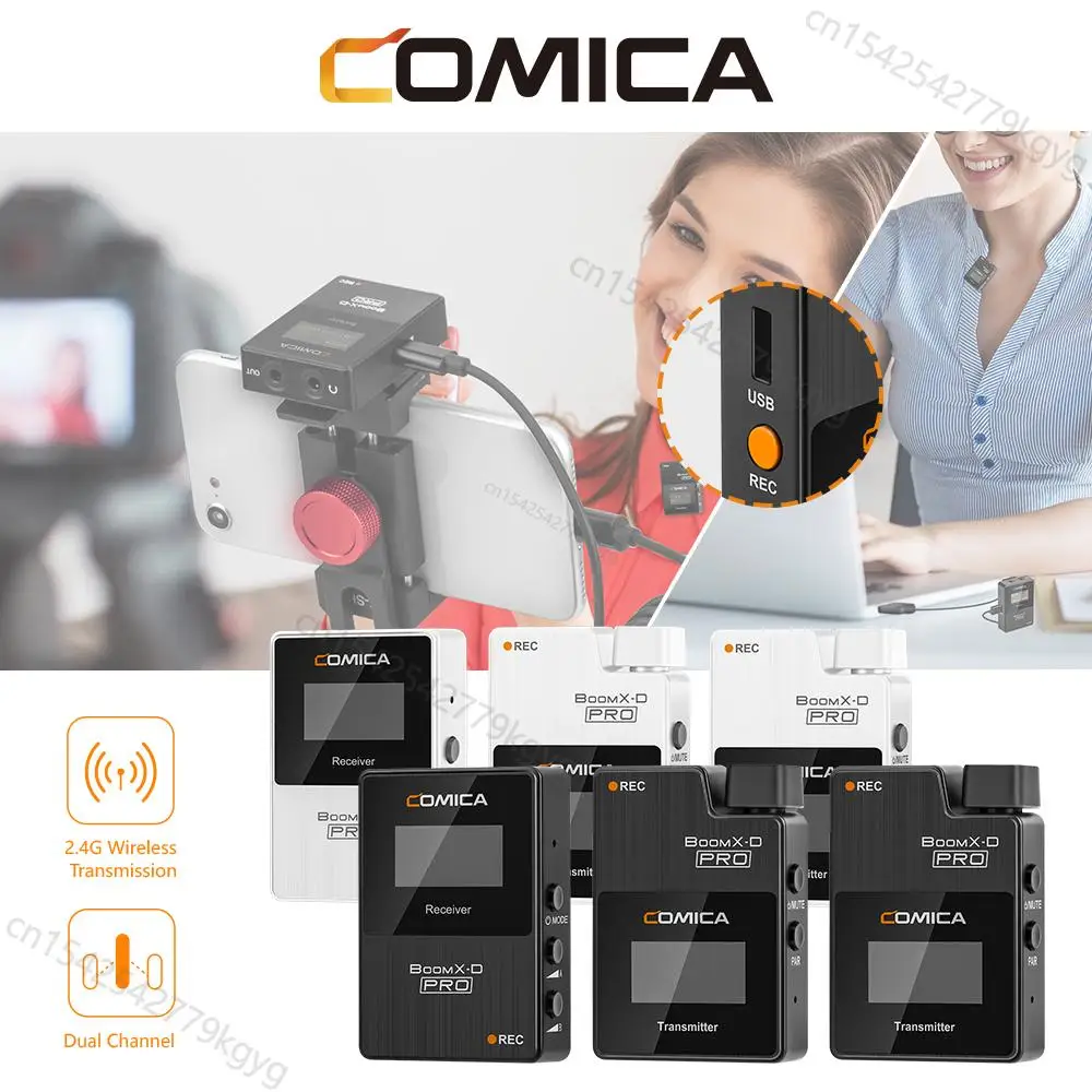 

Двухканальный микрофон Comica BoomX-D PRO, 2,4 ГГц, беспроводной микрофон для записи, для камеры, телефона, видеосъемки, интервью, прямой трансляции