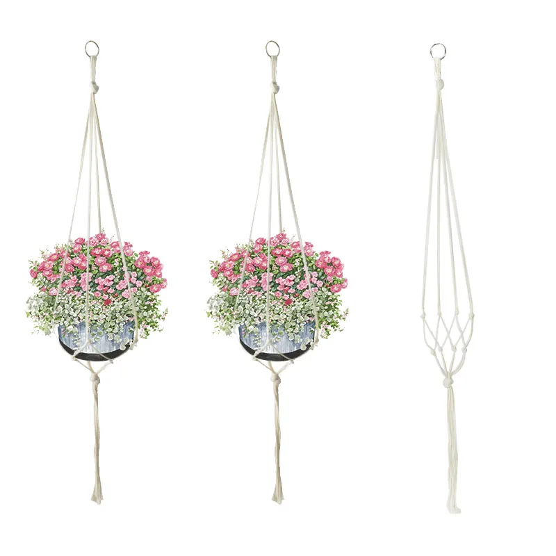 

90/105/122cm Macrame Plant Hanger Baskets Flower Pots Holder Balcony Hanging Decor Knotted Lifting Rope Home Garden Supplies