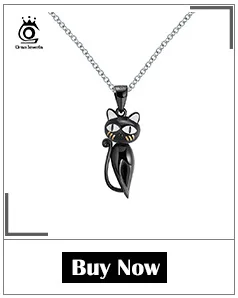 ORSA JEWELS, оригинальные женские ожерелья с черным котом и хвостом, подвески из натуральной 925 пробы, серебряные подвески, ювелирные изделия ASN101