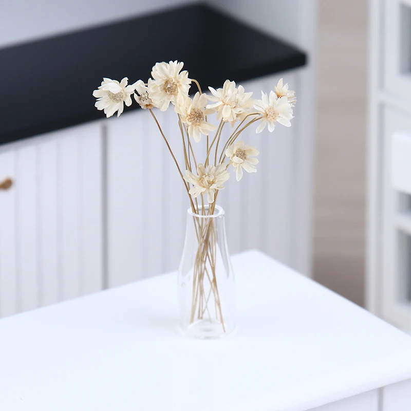 

1/12 Dollhouse Miniature A Bunch of Flowers + Vase Dolls House Accessories For Dollhouse Decals New