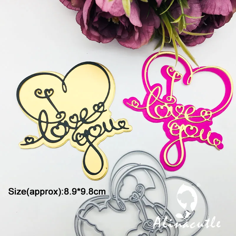 Metal Cutting Die Cut I Love You Shadow Scrapbook Paper craft album Handmade Card Stencil Cutter Punch Art Dies Alinacutle | Дом и сад