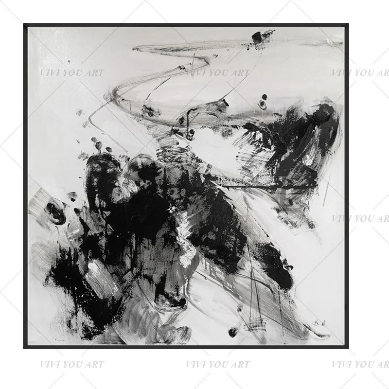 

100% Handmade Black White Shadow Abstract Modern Art Picture For Living Room Modern Cuadros Canvas Art High Quality