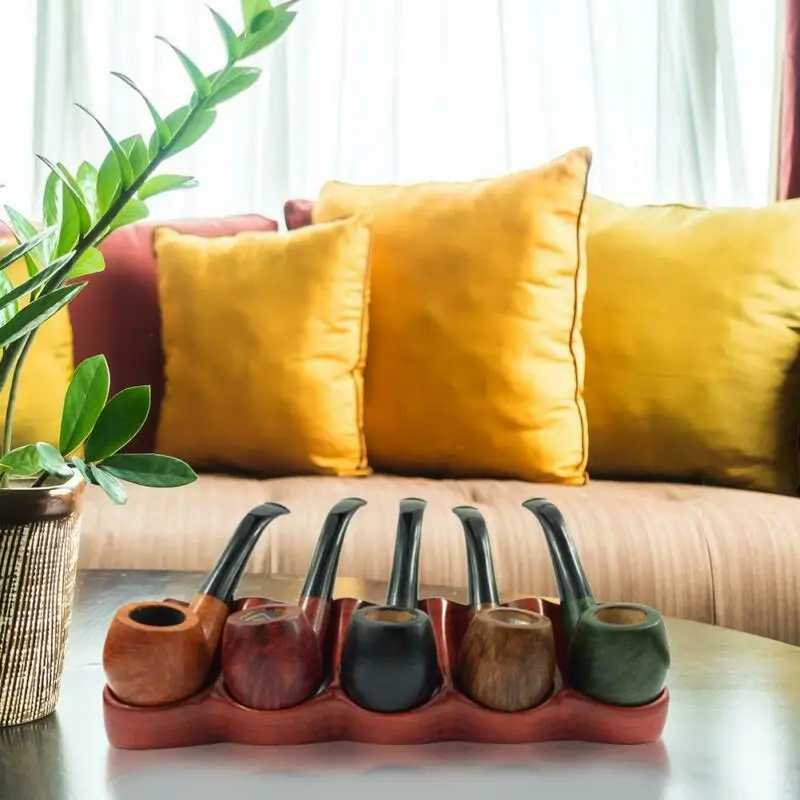 Уникальная подставка для курительной трубки из массива красного дерева 5 трубок |