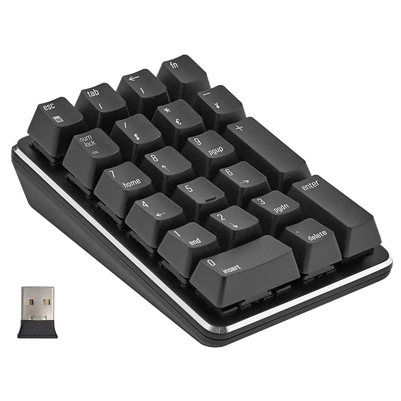 

2.4G Wireless Mechanical Numeric Keypad Red Switch Gaming Keypad 21 Keys Portable Keypad Extended Layout Black