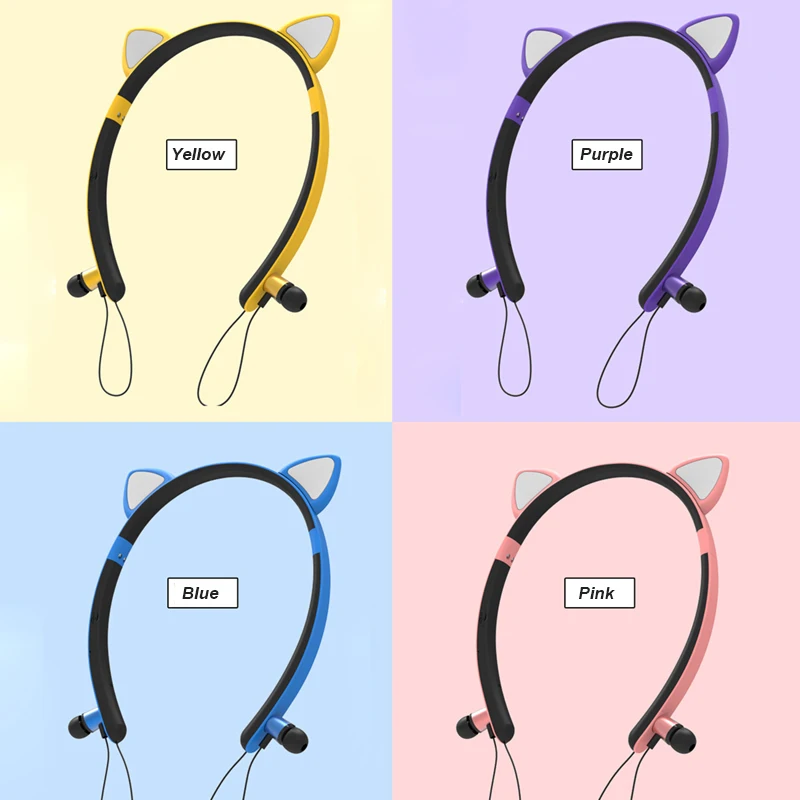 Светодиодный светящийся настоящий беспроводной bluetooth наушники auriculares мультфильм