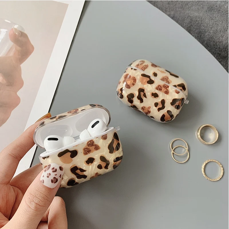Роскошный Леопардовый Блестящий силиконовый чехол для Apple Airpods 2 защитный Bluetooth