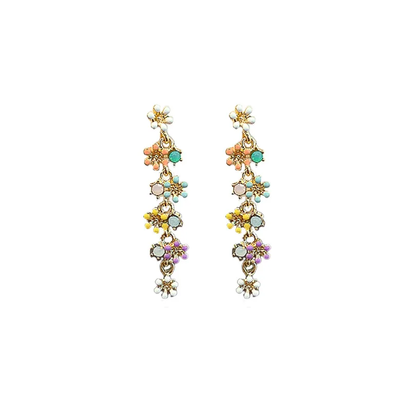 

Candy Colored Earrings Small Flower Drop Ears Lovely Earrings Long Tassel Earring for Women New Fashion Earrings