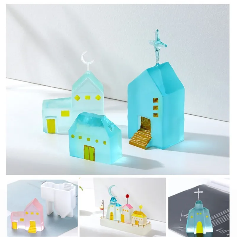 

SNASAN Micro Landscape House Resin Silicone Mold DIY Casting Mould Tool UV Epoxy Resin Molds Decorative Crafts Ornaments