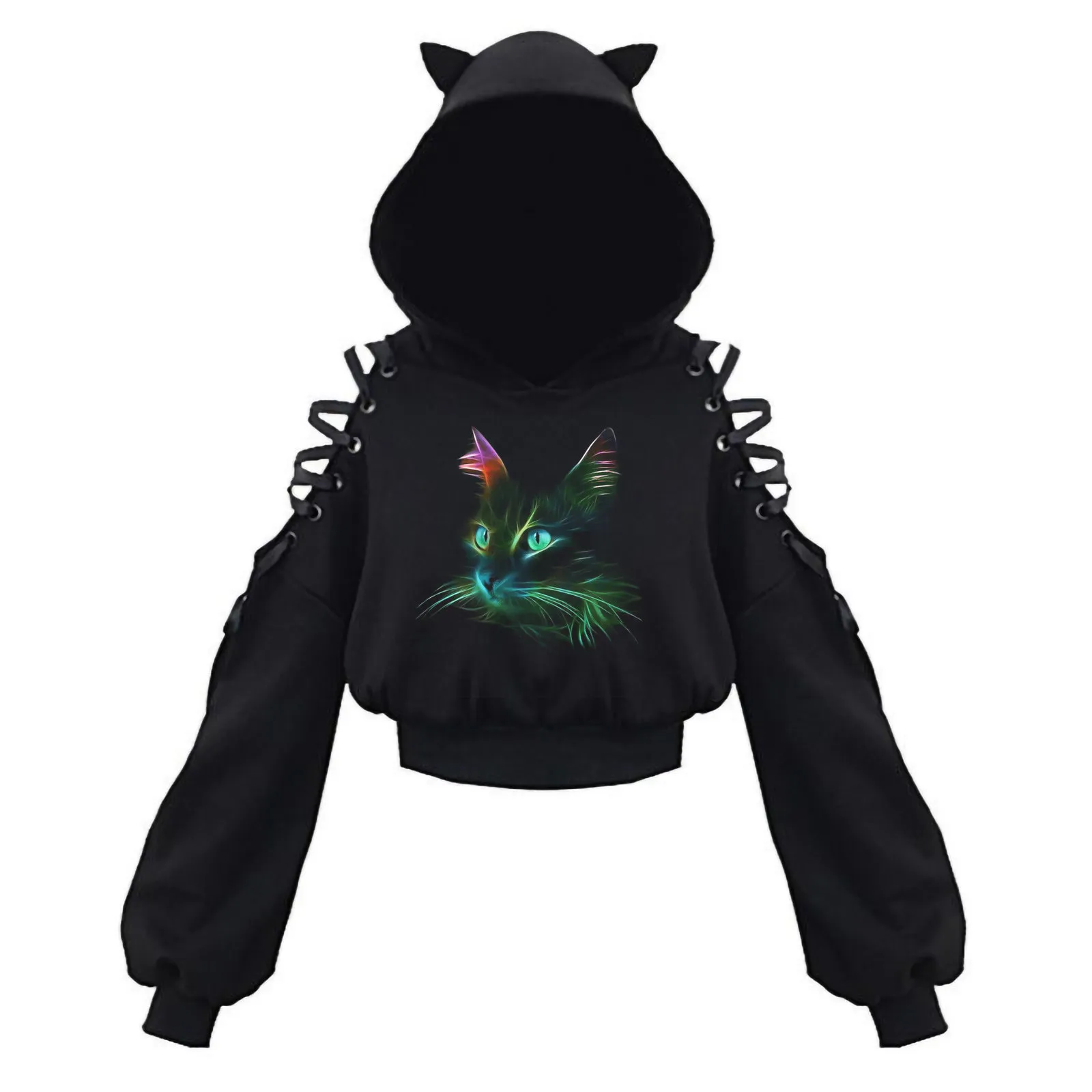 Women's Cat Ear Hoodie Pullover Long Sleeve Hooded Sweatshirt Autumn And Winter Cute Blouse Gothic For Women Sweetshirts