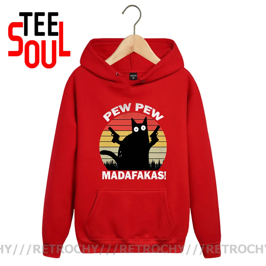 Толстовка с капюшоном и флисовой подкладкой смешной свитшот котом пистолетом в