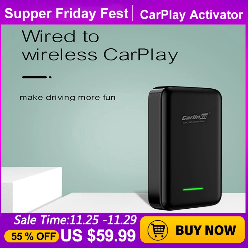 $66.32 Carlinkit 3.0 For Apple Wireless CarPlay Activator Dongle Plug And Play Car Multimedia Player Auto Connection Kit Aux USB Hot