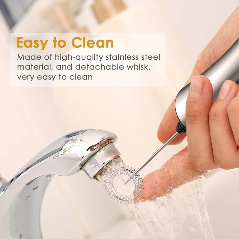 

Usb Chargeable Double Spring Whisk Head Electric Milk Frother Stainless Steel Handheld Milk Foamer Drink Mixer Two Speeds