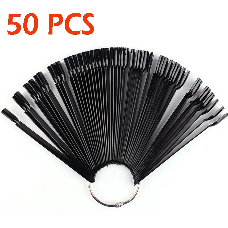 50PCS-Black 12 В/24 В/32/50 шт. палочки накладные ногти пластина лак для ногтей Цвет пластина демонстрационная доска начинающих практиковать Sketchpad Дисплей стенд - Цвет: 50PCS-Black