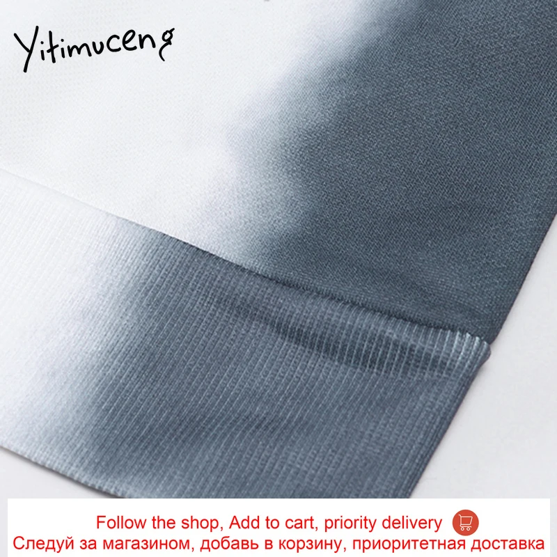 

Yitimuceng White Woman Tshirts Fashion Plus Size Pullover O-neck Tie Dye Long Sleeve Clothing Spring New Comfortable Streetwear