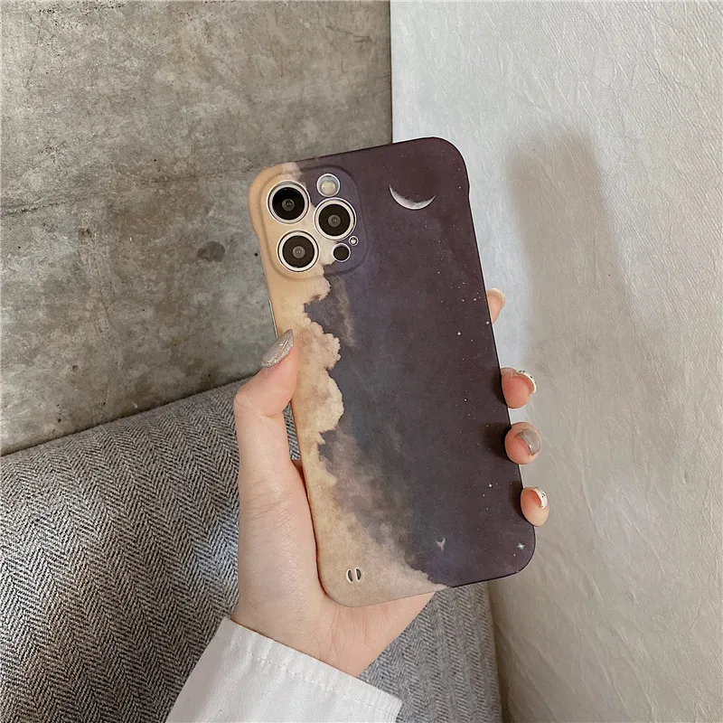 Фото Звездное небо Луна Пейзаж телефонный чехол для iPhone 11 12 12Pro 13 X XR XSMax Жесткие ПК Чехлы для iPhone 7Plus 8Plus XS задняя крышка Coque №2