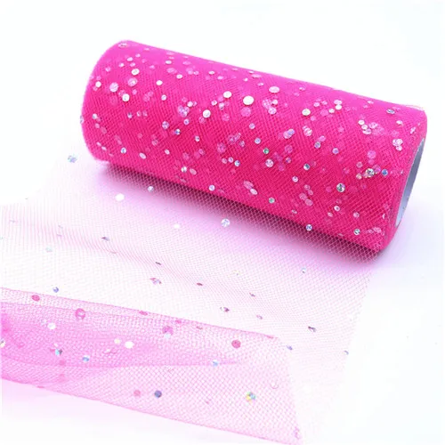 dp pink 15 см 25 ярдов лазерные блестки органза рулонные Тюлевая Ткань DIY Baby Shower свадебное украшение на День Благодарения домашнее украшение для вечеринки в день рождения - Цвет: dp pink