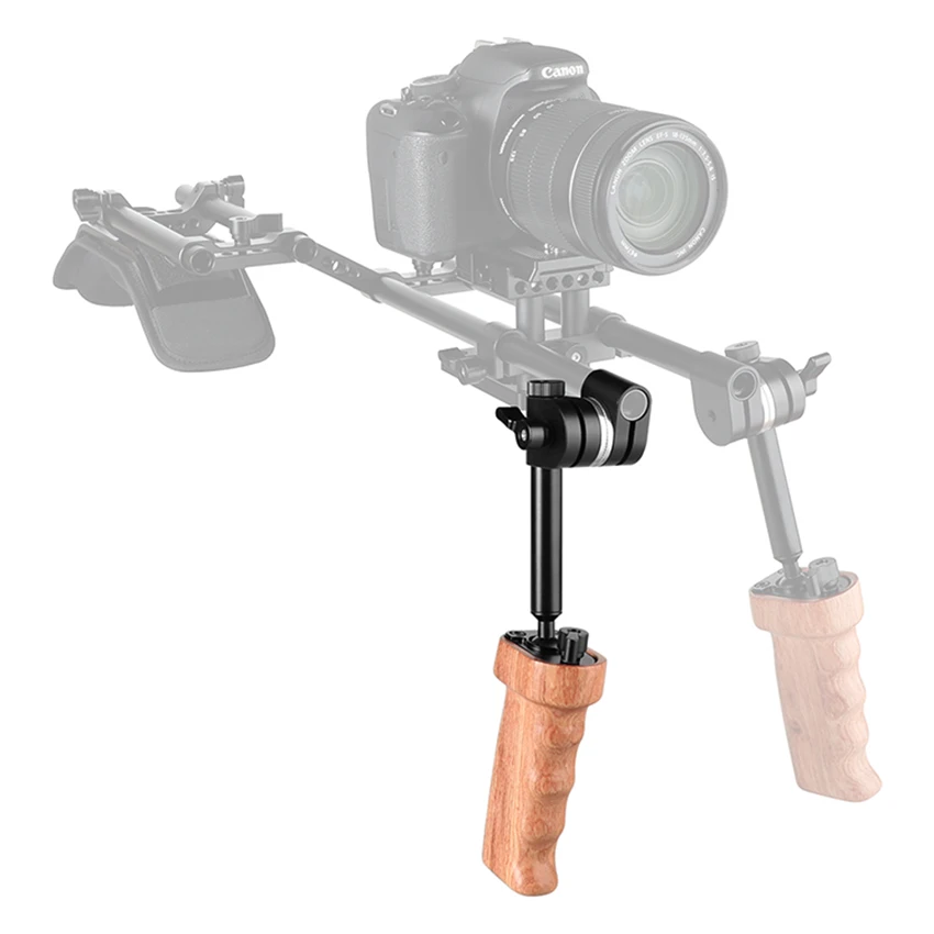 

CAMVATE DSLR Camera Wooden Hand grip With Built-in Ball Head Connection & 15mm Single Rod Clamp Adapter For Camera Cage Kit New